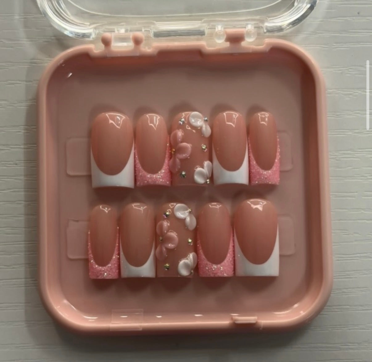A mix of pink and white